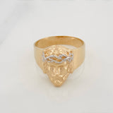Anillo Rostro Cristo 7.75 g / T9 Dos Oros Amarillo Blanco 18K