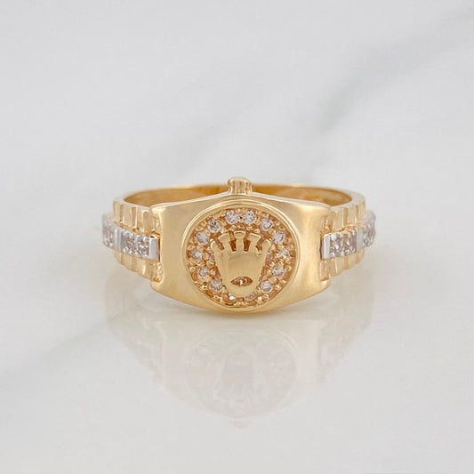 Crown Ring 3.6g / Size 6 1/2 Two-Tone Yellow White Gold 18K