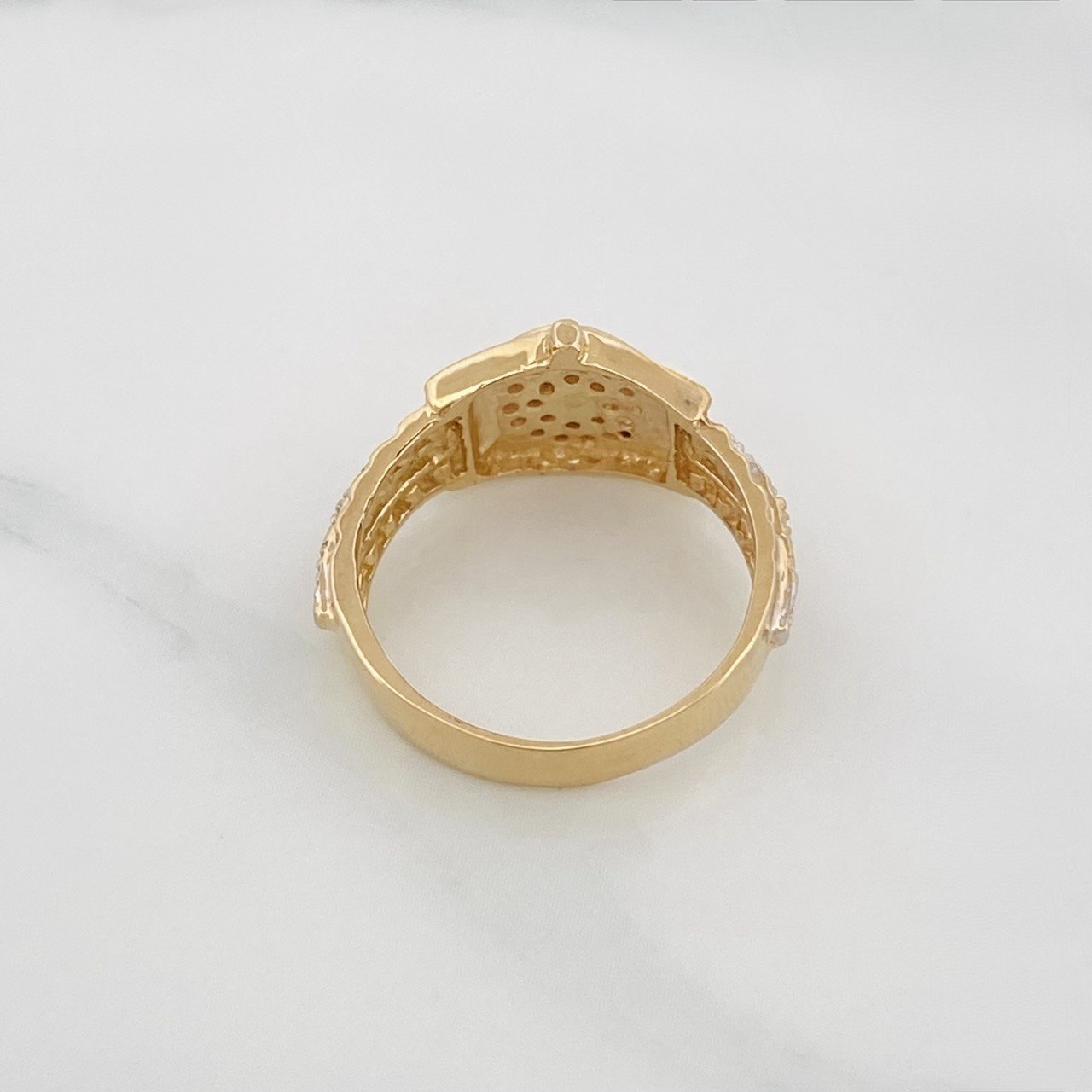 Anillo Correa Corona 3.85 g / T6 1/4 Dos Oros Amarillo Blanco 18K