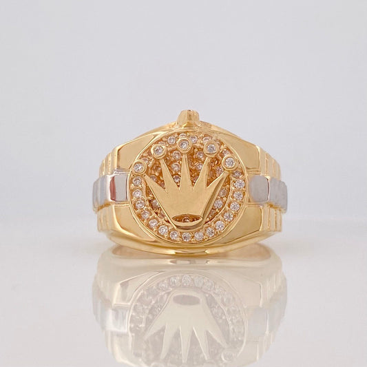 Anillo Corona 6.6g / T7 Dos Oros Amarillo Blanco 18K