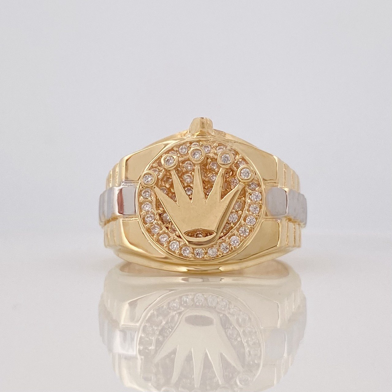 Anillo Corona 7.1g / T7 Dos Oros Amarillo Blanco 18K