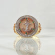 Anillo Sello Ancla 9.55gr / T10 1/4 / Circones Blancos Verdes Texturizado Tres Oros 18K ©