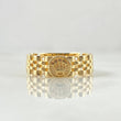 Anillo Correa Sello Corona 3.55gr / T6 1/2 / Texturizado Oro Amarillo 18K *