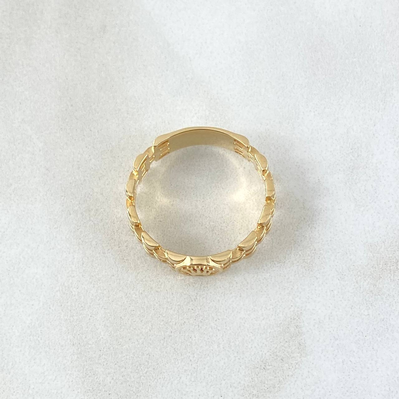 Anillo Correa Sello Corona 3.55gr / T6 1/2 / Texturizado Oro Amarillo 18K *