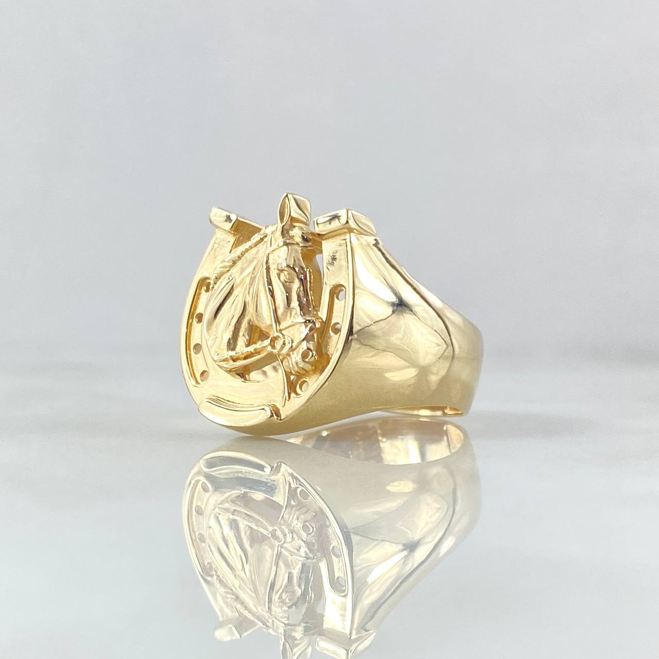 Anillo Herradura Caballo 6.1gr / T9 1/4 / Liso Oro Amarillo 18K ©
