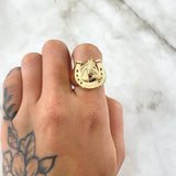 Horseshoe Ring Horse 6.65gr / Size 11 / Smooth 18K Yellow Gold
