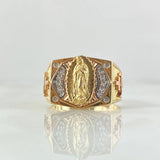 Octagonal Seal Ring Virgin of Guadalupe 10.6gr / Size 11 1/4 / White Zircons Three 18K Golds ©