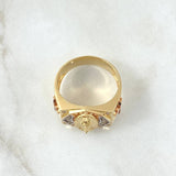Octagonal Seal Ring Virgin of Guadalupe 10.6gr / Size 11 1/4 / White Zircons Three 18K Golds ©