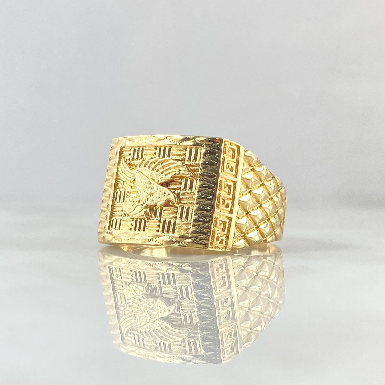 Anillo Aguila Tejida Cuadrado 11.05gr / T12 / Texturizado Oro Amarillo 18K ©