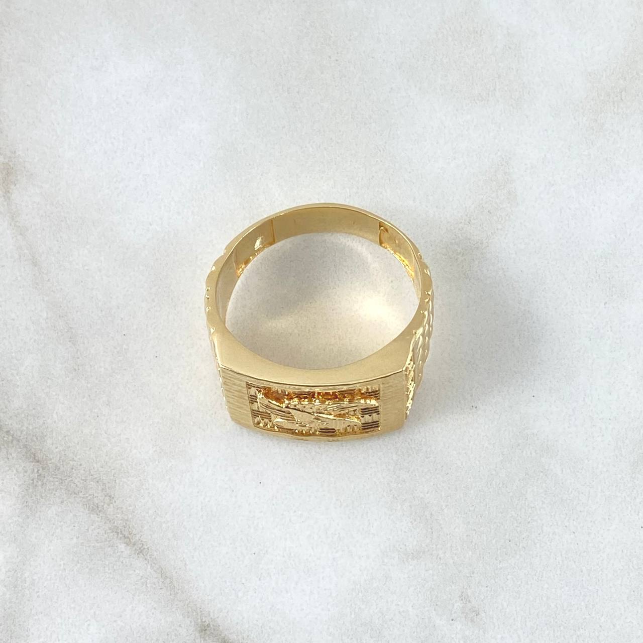 Anillo Aguila Tejida Cuadrado 11.05gr / T12 / Texturizado Oro Amarillo 18K ©