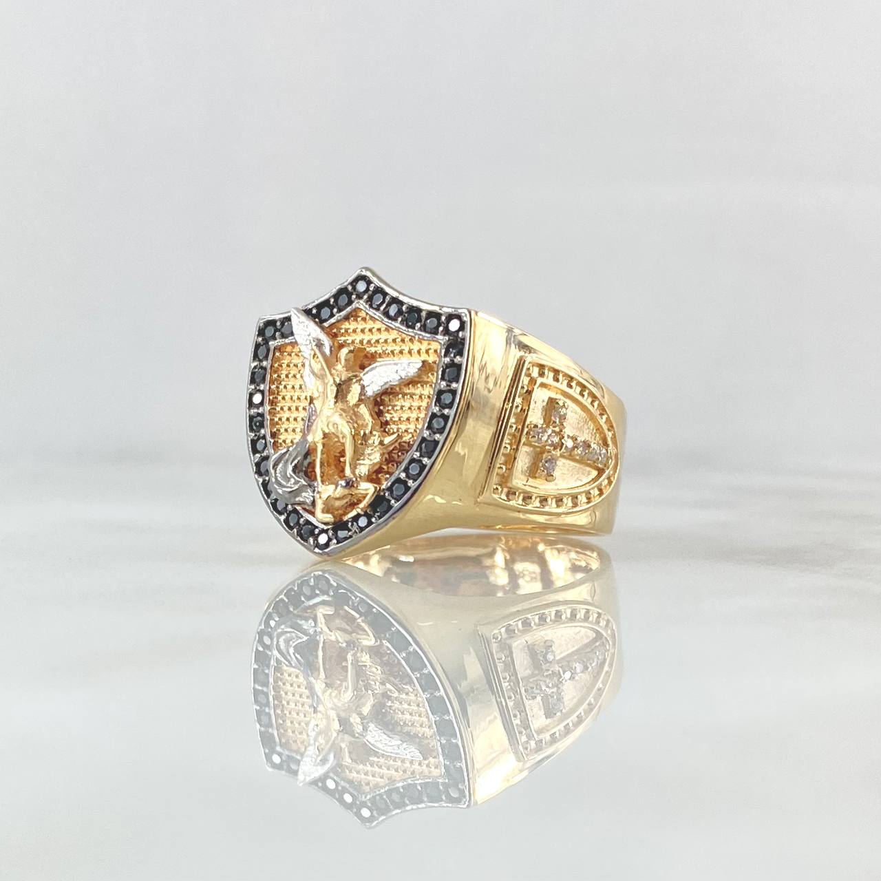 Anillo Virgen Guadalupe Marco Filigrana 3.75gr / T5 1/4 / Cruz Silueta Oro Amarillo 18K ©