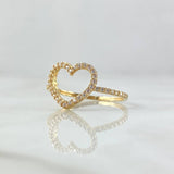 Anillo Corazón Silueta 1.45gr / T6 1/2 / Circones Blancos Oro Amarillo 18K ©