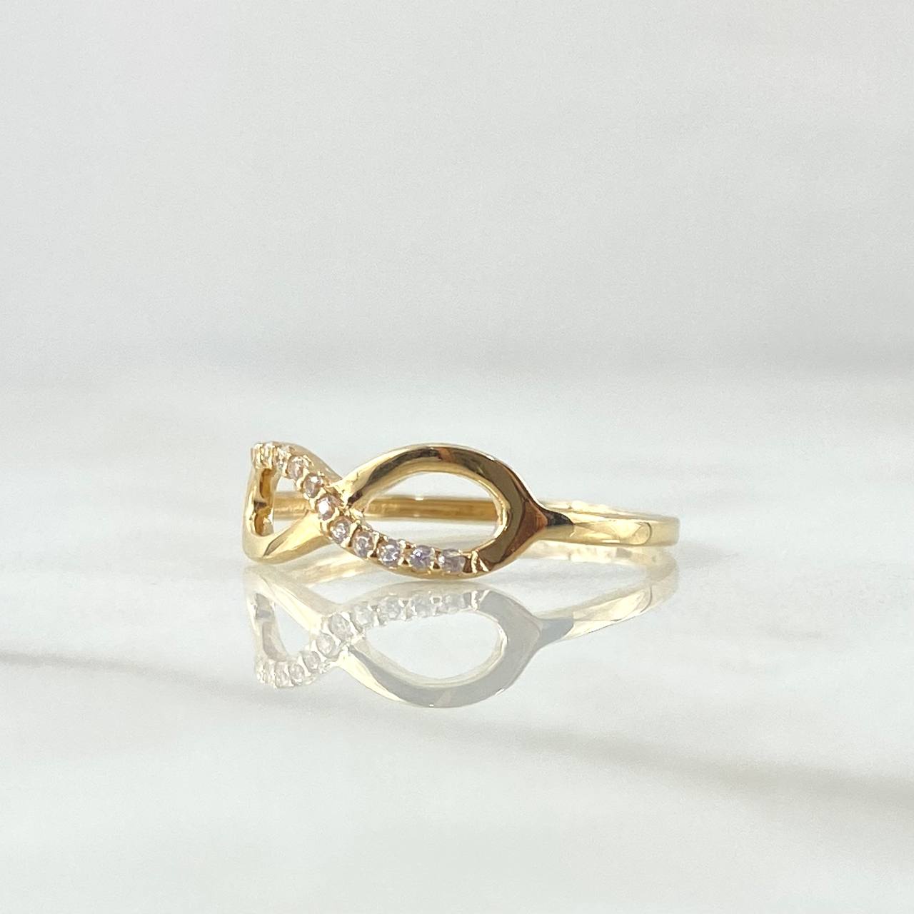 Anillo Infinito Parcial 1.05gr / T5 / Circones Blancos Oro Amarillo 18K ©