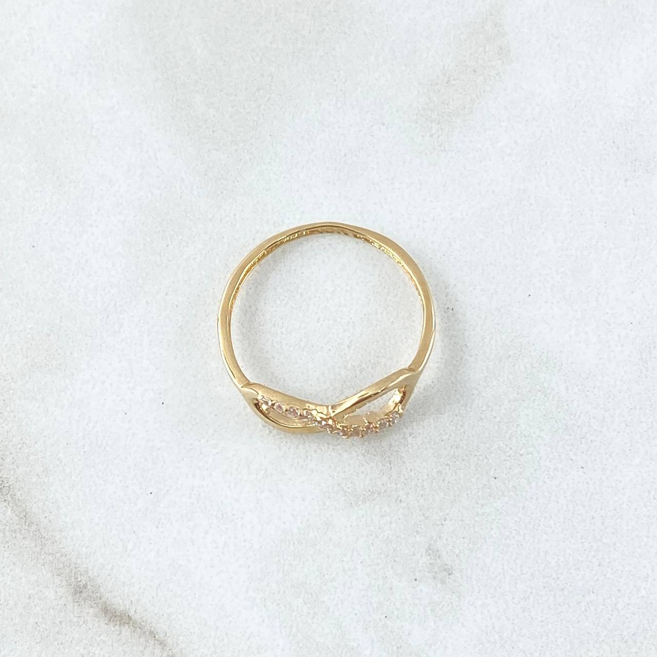 Anillo Infinito Parcial 1.05gr / T5 / Circones Blancos Oro Amarillo 18K ©