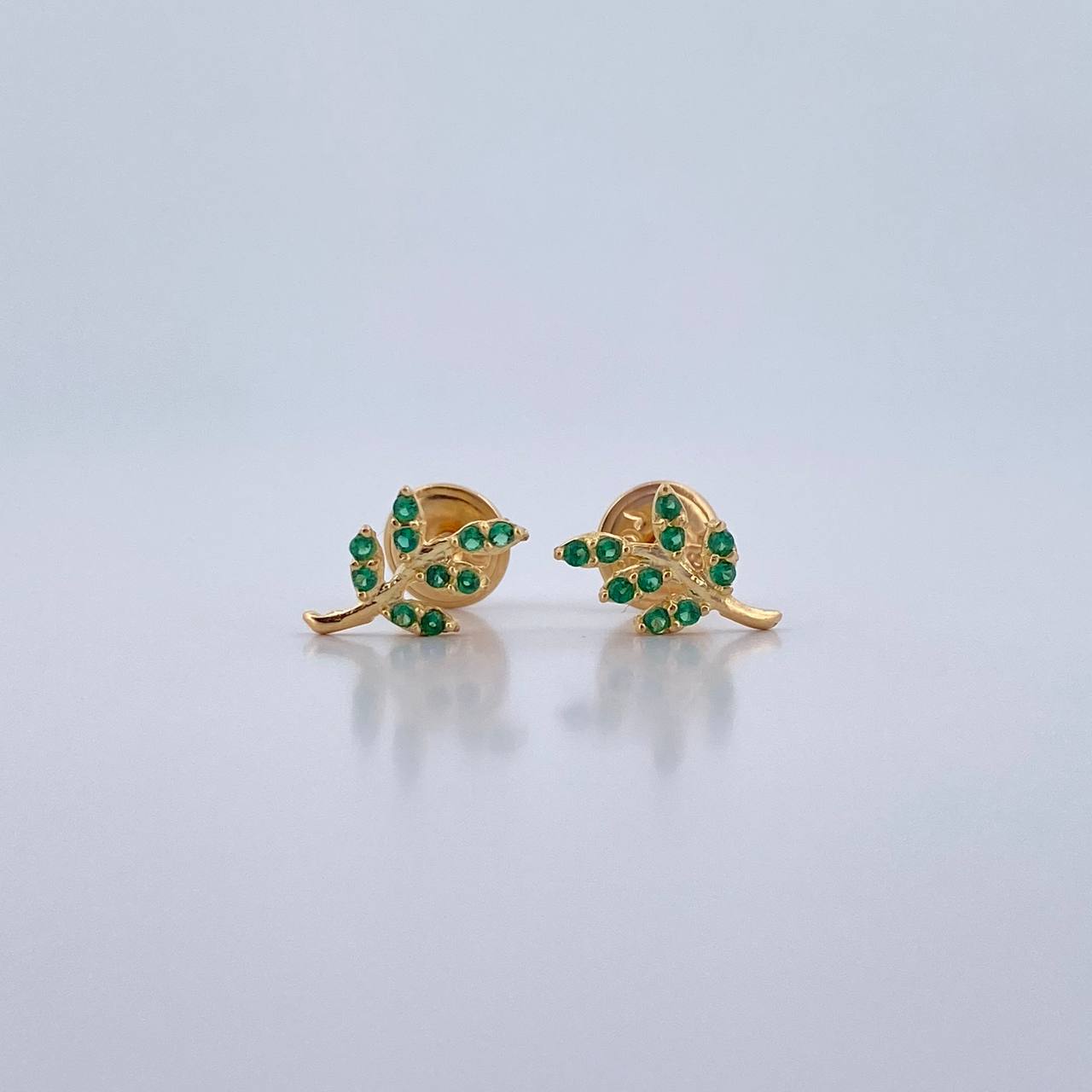 Topos Hojas 0.75gr / Circones Verdes Oro Amarillo 18K &