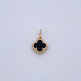 Pendant Clover 1.25gr / 1.6cm / Black Onyx 18K Yellow Gold &