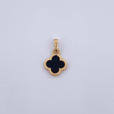 Dije Trebol 1.2gr / 1.6cm / Electroestatica Negro Oro Amarillo 18K &