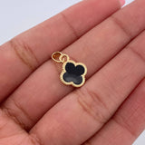 Dije Trebol 1.2gr / 1.6cm / Electroestatica Negro Oro Amarillo 18K &
