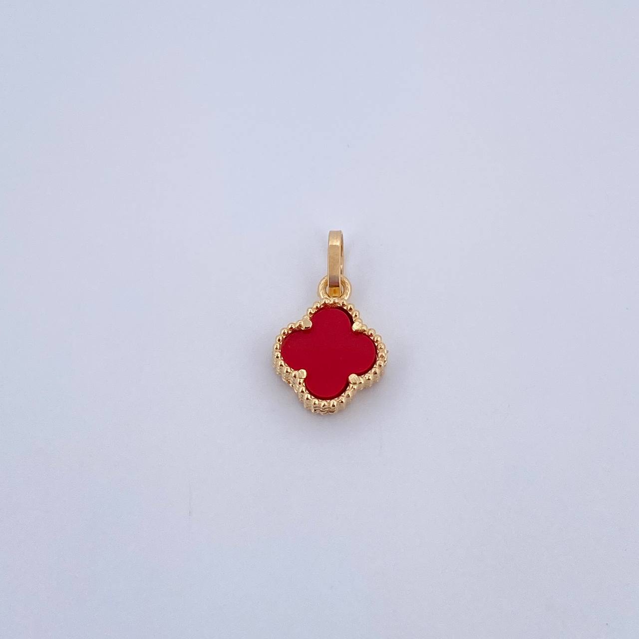 Dije Trebol 1gr / 1.7cm / Agata Roja Oro Amarillo 18K &