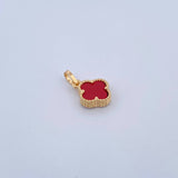 Dije Trebol 1gr / 1.7cm / Agata Roja Oro Amarillo 18K &