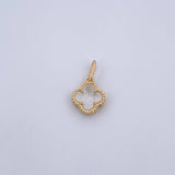 Dije Trebol  1.3gr / 1.6cm / Nacar Blanco Oro Amarillo 18K &