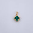 Dije Trebol  1.2gr / 1.7cm / Malaquita Verde Oro Amarillo 18K &