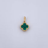 Dije Trebol  1.2gr / 1.7cm / Malaquita Verde Oro Amarillo 18K &