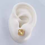 Stud Earrings Clover  2.6gr / Diamond Cut 18K Yellow Gold &