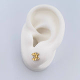 Topos Ola Cruzada 1.15gr / Circones Blancos Oro Amarillo 18K &