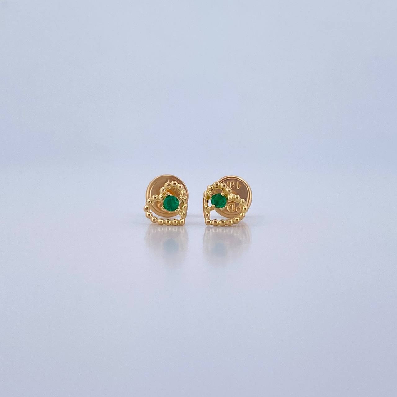 Topos Silueta Corazon 0.65gr / Circon Verde Oro Amarillo 18K &