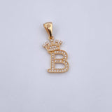 Pendant Letter B Crown 1.85gr / 2.6cm / White Zircons 18K Yellow Gold &