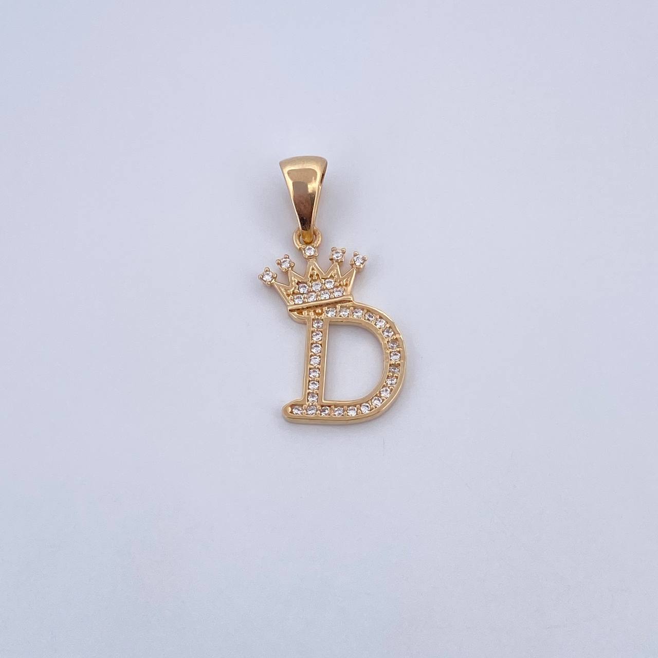 Pendant Letter D Crown 1.55gr / 2.6cm / White Zircons 18K Yellow Gold &