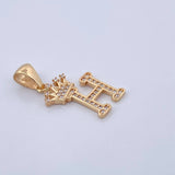 Pendant Letter H Crown 1.8gr / 2.6cm / White Zircons 18K Yellow Gold &
