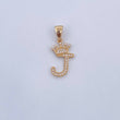 Pendant Letter J Crown 1.45gr / 2.6cm / White Zircons 18K Yellow Gold &