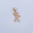 Dije Letra K Corona 1.75gr / 2.6cm / Circones Blancos Oro Amarillo 18K &