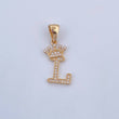 Dije Letra L Corona 1.55gr / 2.6cm / Circones Blancos Oro Amarillo 18K &