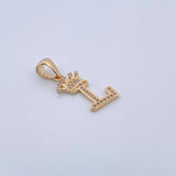 Dije Letra L Corona 1.6gr / 2.6cm / Circones Blancos Oro Amarillo 18K &