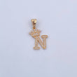 Dije Letra N Corona 1.95gr / 2.8cm / Circones Blancos Oro Amarillo 18K &