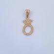 Pendant Letter O Crown 1.45gr / 2.5cm / White Zircons 18K Yellow Gold &