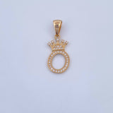 Pendant Letter O Crown 1.45gr / 2.5cm / White Zircons 18K Yellow Gold &