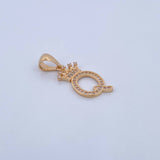 Pendant Letter Q Crown 1.65gr / 2.8cm / White Zircons 18K Yellow Gold &