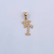 Pendant Letter T Crown 1.25gr / 2.6cm / White Zircons 18K Yellow Gold &