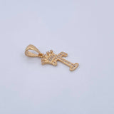 Pendant Letter T Crown 1.25gr / 2.6cm / White Zircons 18K Yellow Gold &
