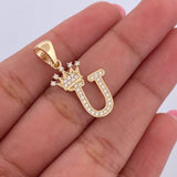Pendant Letter U Crown 1.65gr / 2.6cm / White Zircons 18K Yellow Gold &