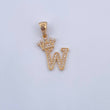 Pendant Letter W Crown 1.85gr / 2.6cm / White Zircons 18K Yellow Gold &