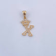 Pendant Letter X Crown 1.7gr / 2.6cm / White Zircons 18K Yellow Gold &