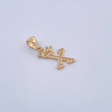 Pendant Letter X Crown 1.7gr / 2.6cm / White Zircons 18K Yellow Gold &