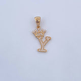 Dije Letra Y Corona 1.6gr / 2.6cm / Circones Blancos Oro Amarillo 18K &
