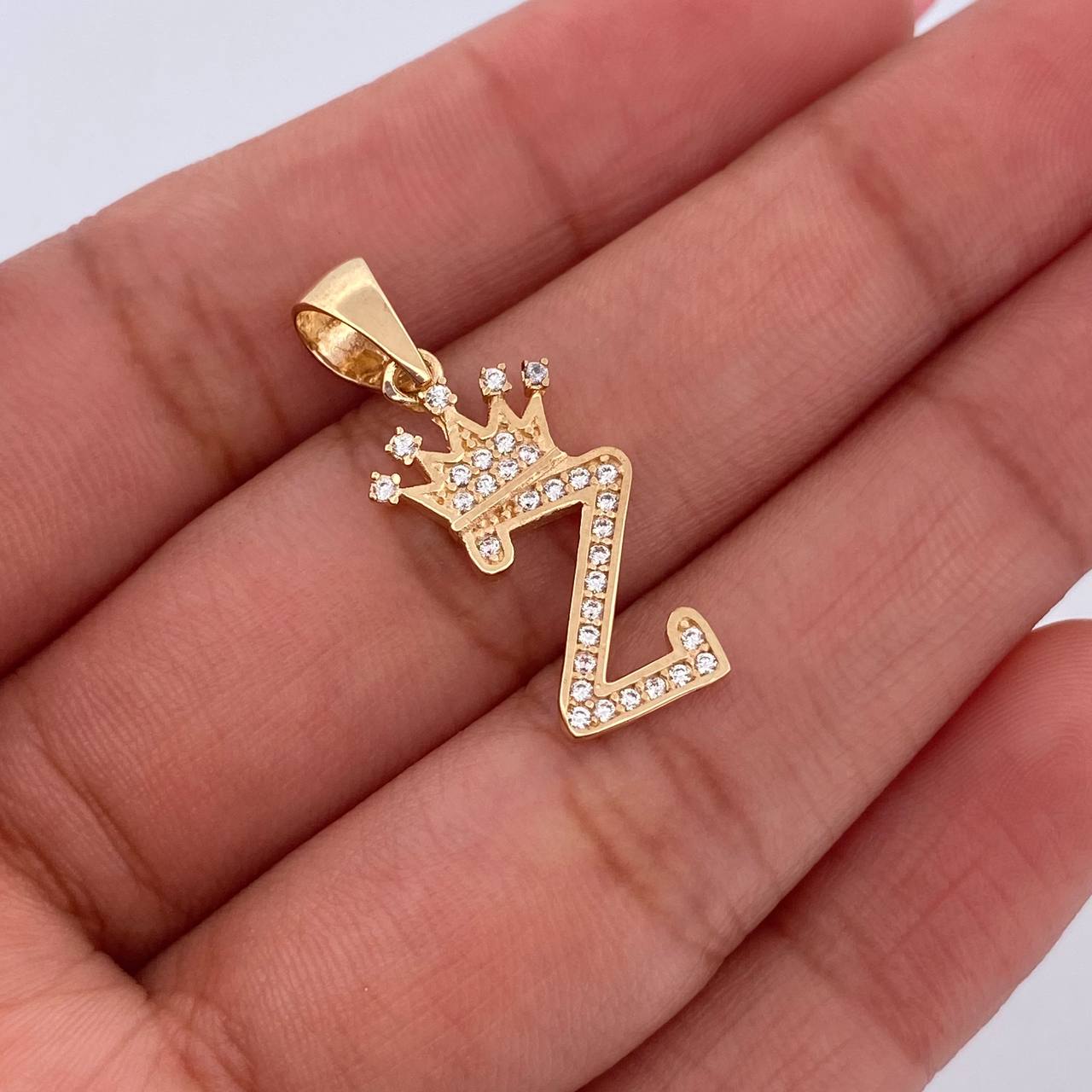 Pendant Letter Z Crown 1.65gr / 2.6cm / White Zircons 18K Yellow Gold &