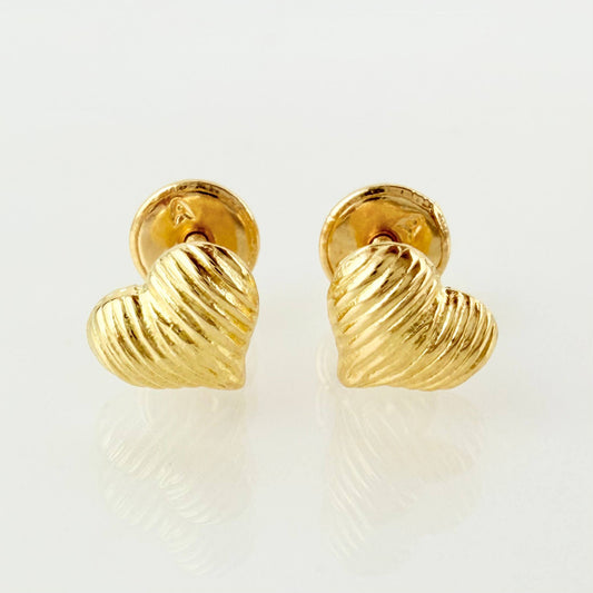 Topos Corazón Rayado 0.6gr / 6mm Oro Amarillo 18K